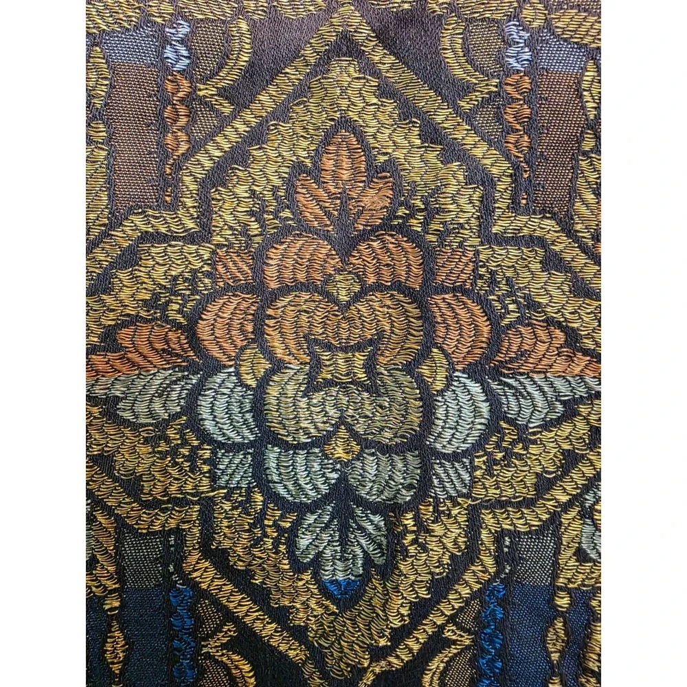 Vintage Woven Tapestry Floral Damask Table Runner Wall Hanging Gold Red Blue